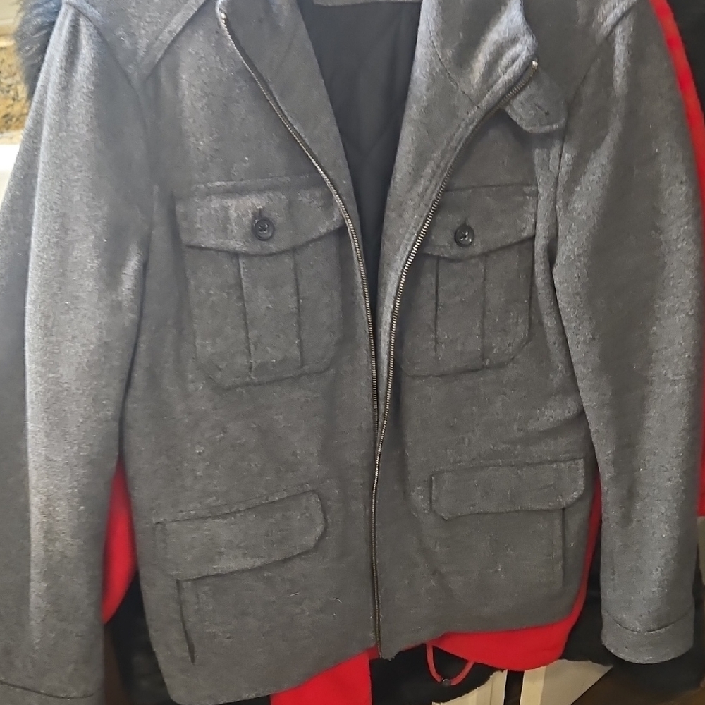 Womens Banana Republic Classic Gray Military Jacket Size M